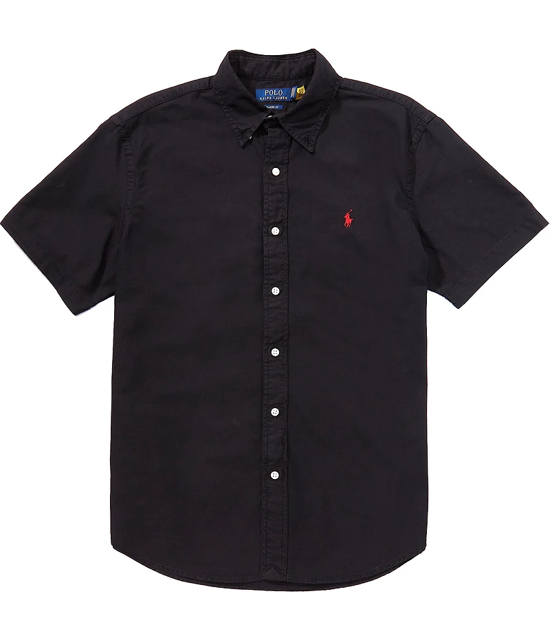 Polo Ralph Lauren Solid Garment-Dye Oxford Short Sleeve Woven Shirt
