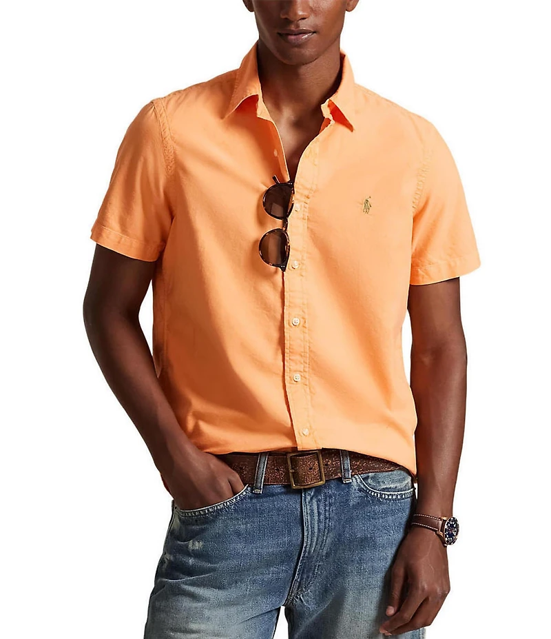 Polo Ralph Lauren Solid Garment-Dye Oxford Short Sleeve Woven Shirt