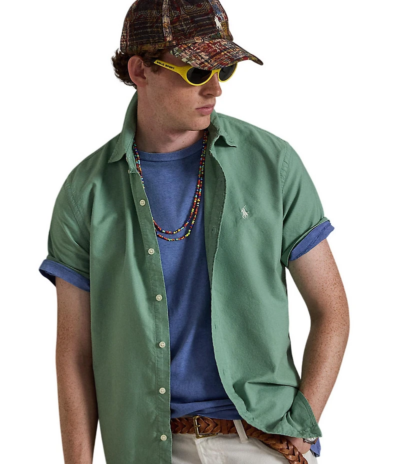 Polo Ralph Lauren Solid Garment-Dye Oxford Short Sleeve Woven Shirt