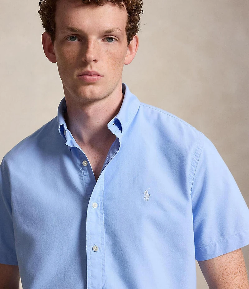 Polo Ralph Lauren Solid Garment-Dye Oxford Short Sleeve Woven Shirt