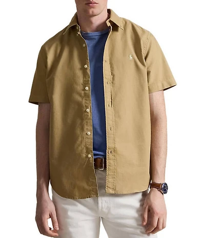 Polo Ralph Lauren Solid Garment-Dye Oxford Short Sleeve Woven Shirt