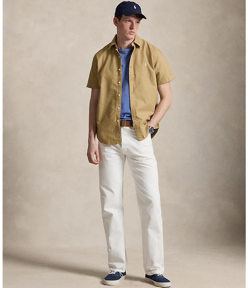 Polo Ralph Lauren Solid Garment-Dye Oxford Short Sleeve Woven Shirt
