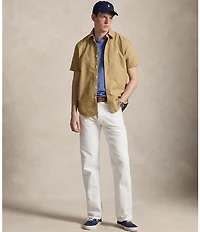 Polo Ralph Lauren Solid Garment-Dye Oxford Short Sleeve Woven Shirt