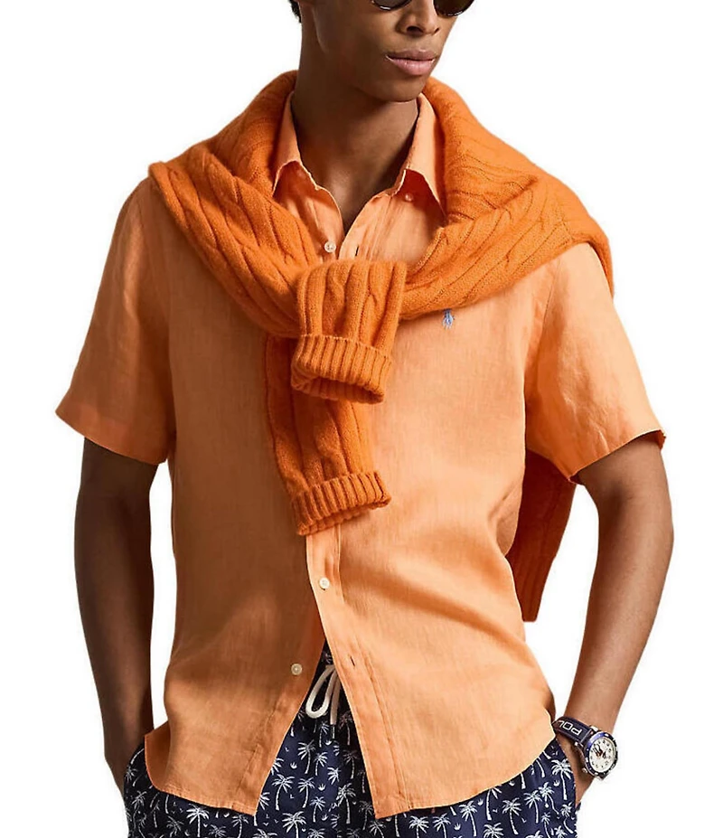 Polo Ralph Lauren Solid Linen Short Sleeve Woven Shirt