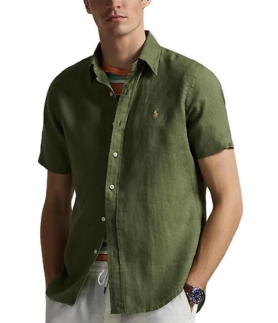 Polo Ralph Lauren Solid Linen Short Sleeve Woven Shirt