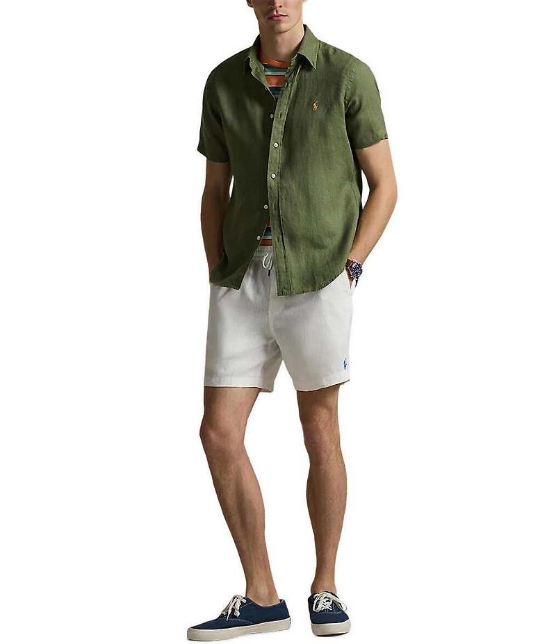 Polo Ralph Lauren Solid Linen Short Sleeve Woven Shirt