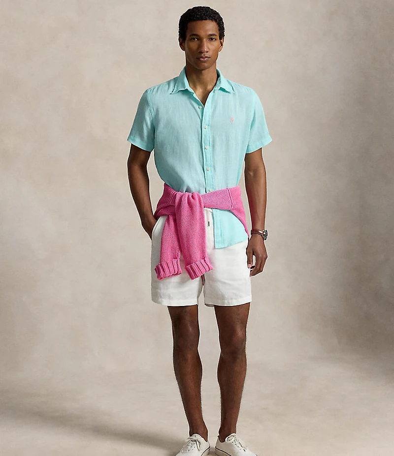 Polo Ralph Lauren Solid Linen Short Sleeve Woven Shirt