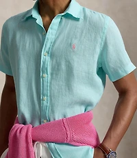 Polo Ralph Lauren Solid Linen Short Sleeve Woven Shirt