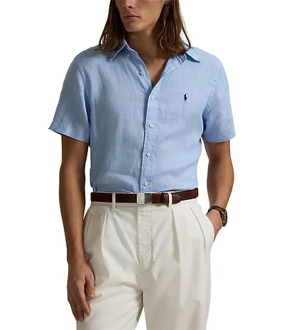 Polo Ralph Lauren Solid Linen Short Sleeve Woven Shirt