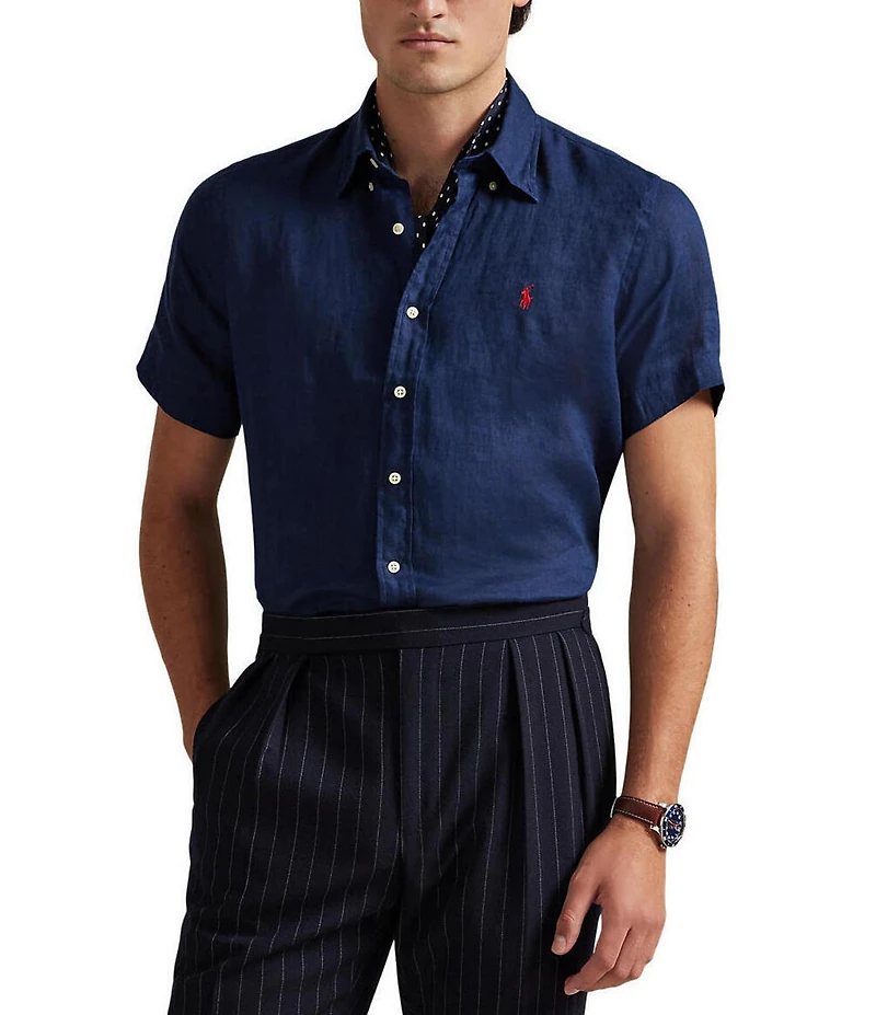 Polo Ralph Lauren Solid Linen Short Sleeve Woven Shirt