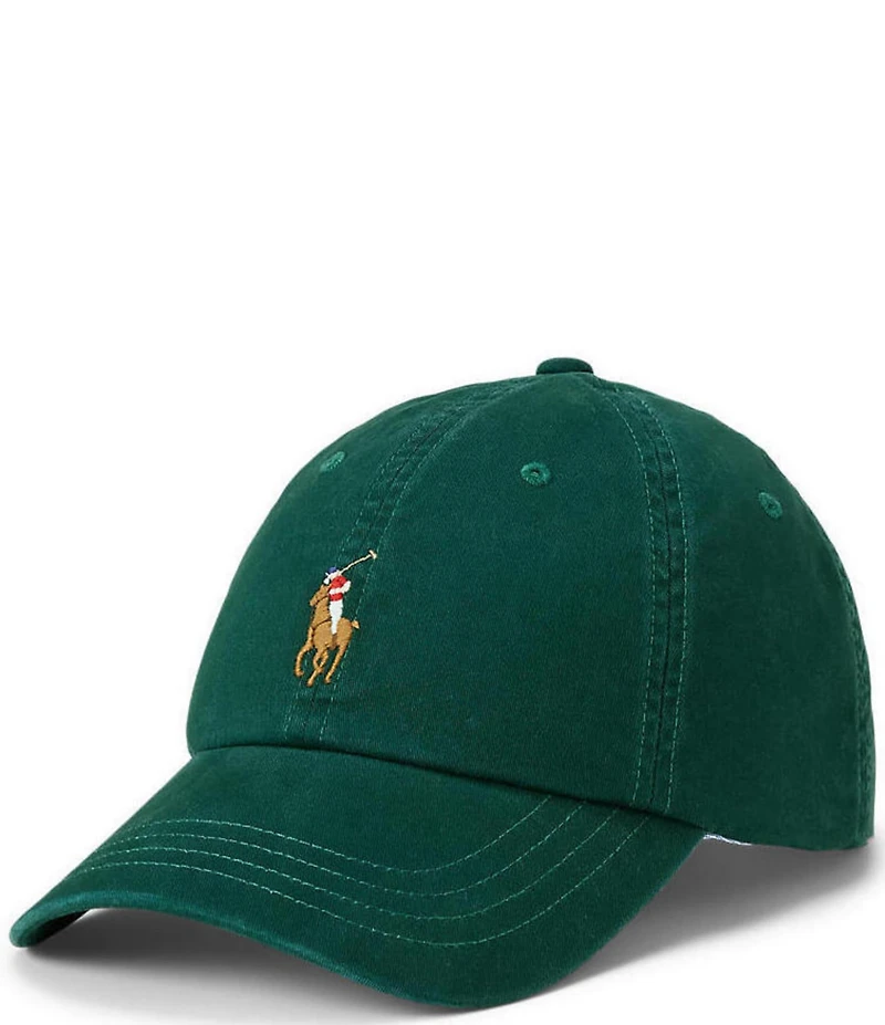 Polo Ralph Lauren Stretch Embroidered Pony Leather Strap Chino Cap