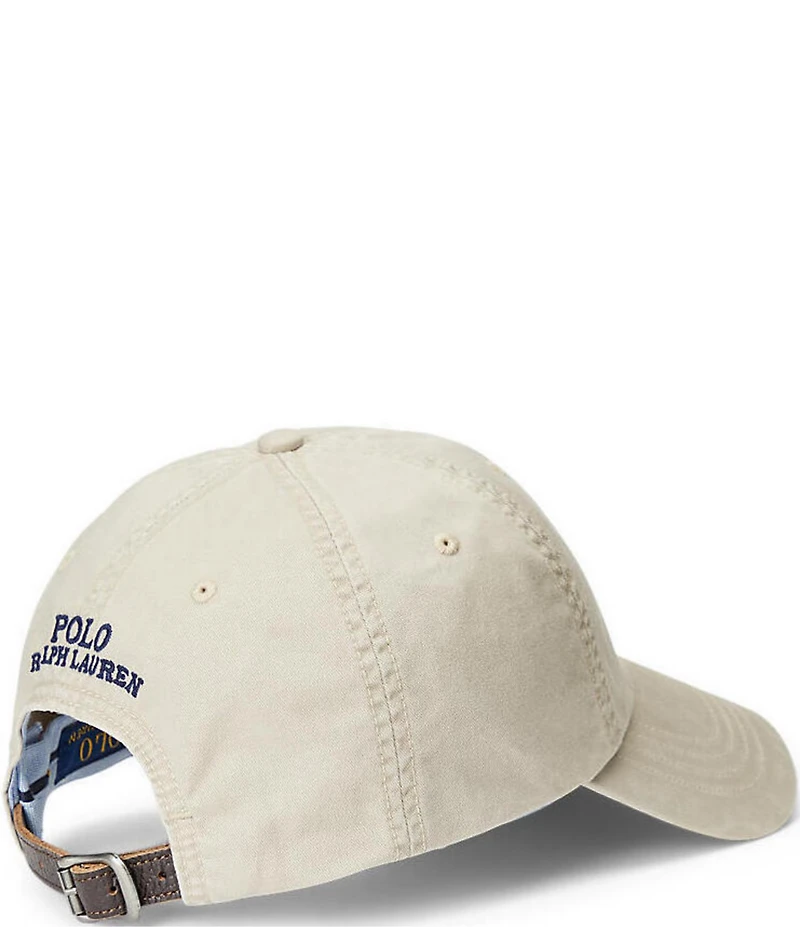 Polo Ralph Lauren Stretch Embroidered Pony Leather Strap Chino Cap