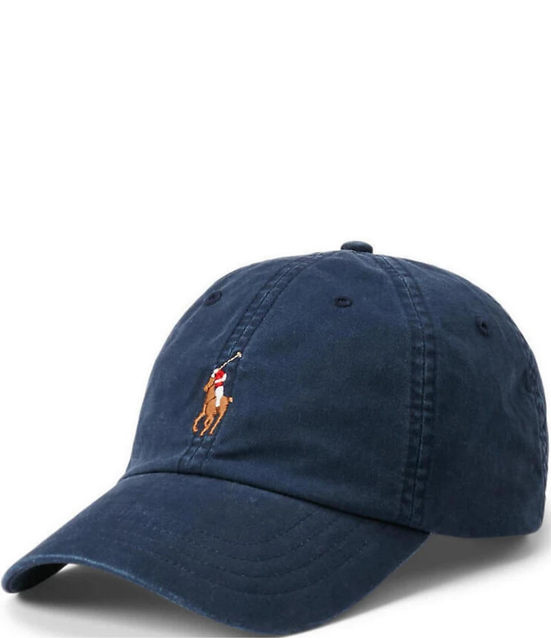 Polo Ralph Lauren Stretch Embroidered Pony Leather Strap Chino Cap