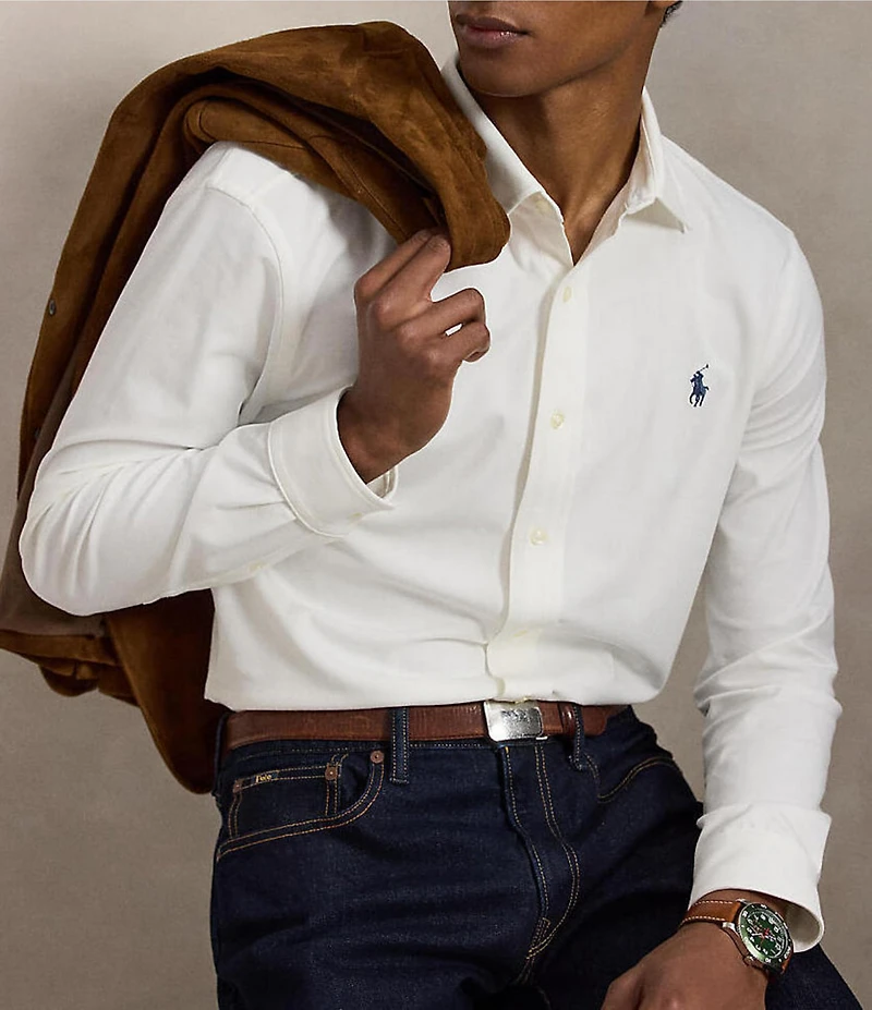 Polo Ralph Lauren Stretch Knit Oxford Long Sleeve Woven Shirt