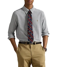 Polo Ralph Lauren Stripe Knit Oxford Long Sleeve Woven Shirt