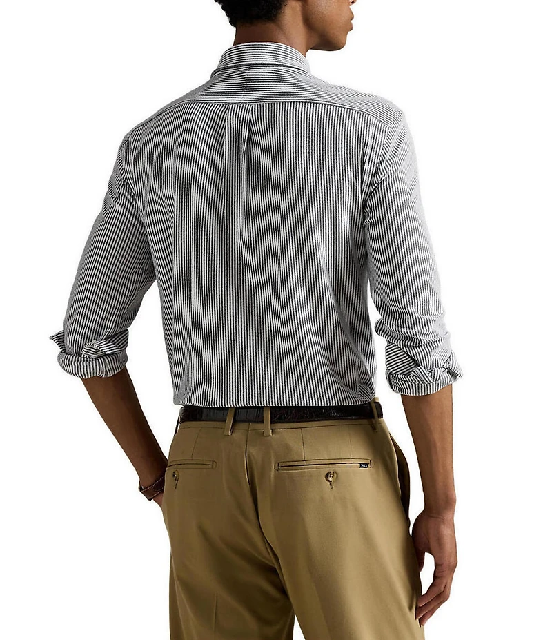 Polo Ralph Lauren Stripe Knit Oxford Long Sleeve Woven Shirt