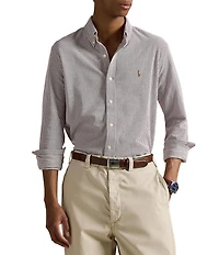 Polo Ralph Lauren Stripe Knit Oxford Long Sleeve Woven Shirt