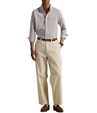 Polo Ralph Lauren Stripe Knit Oxford Long Sleeve Woven Shirt