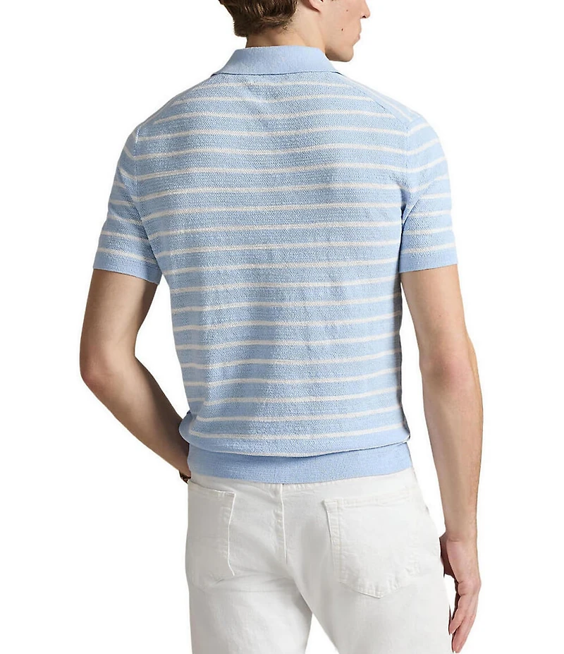 Polo Ralph Lauren Striped Cotton-Linen Polo Sweater