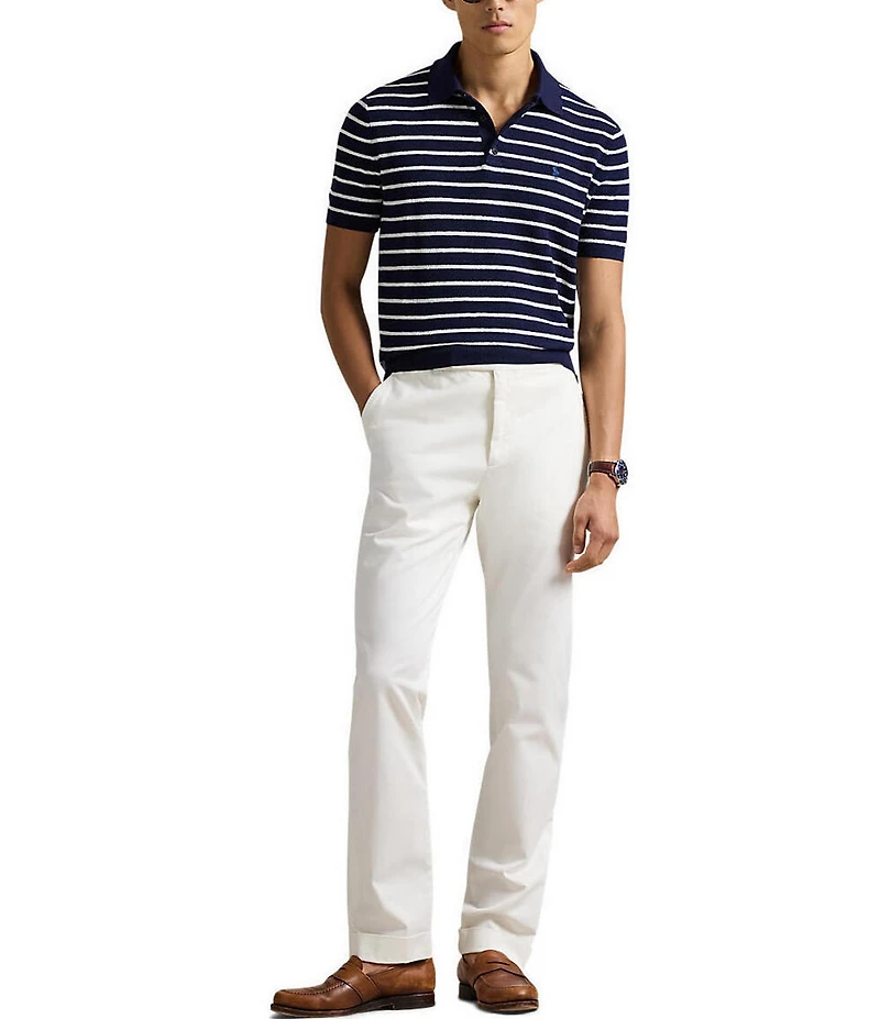 Polo Ralph Lauren Striped Cotton-Linen Polo Sweater