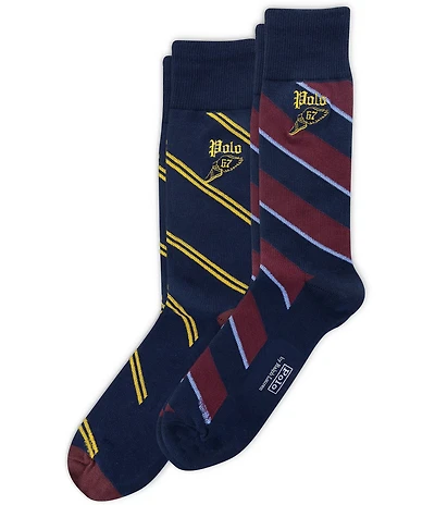 Polo Ralph Lauren Striped Gothic Embroidered Dress Socks 2-Pack