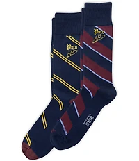 Polo Ralph Lauren Striped Gothic Embroidered Dress Socks 2-Pack