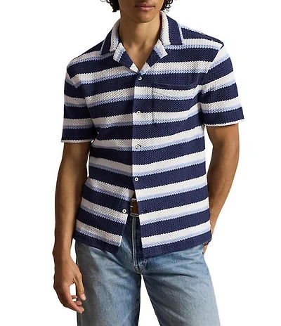 Polo Ralph Lauren Striped Herringbone Short Sleeve Woven Camp Shirt