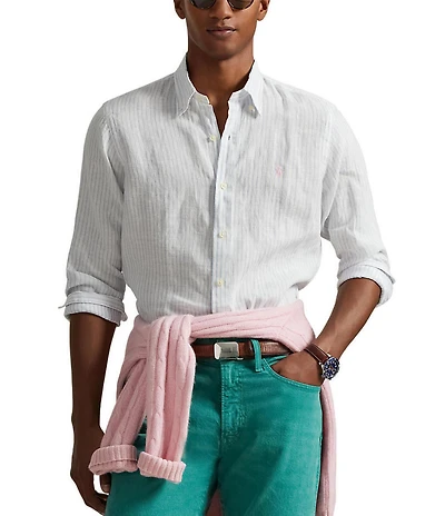 Polo Ralph Lauren Striped Linen Long Sleeve Woven Shirt
