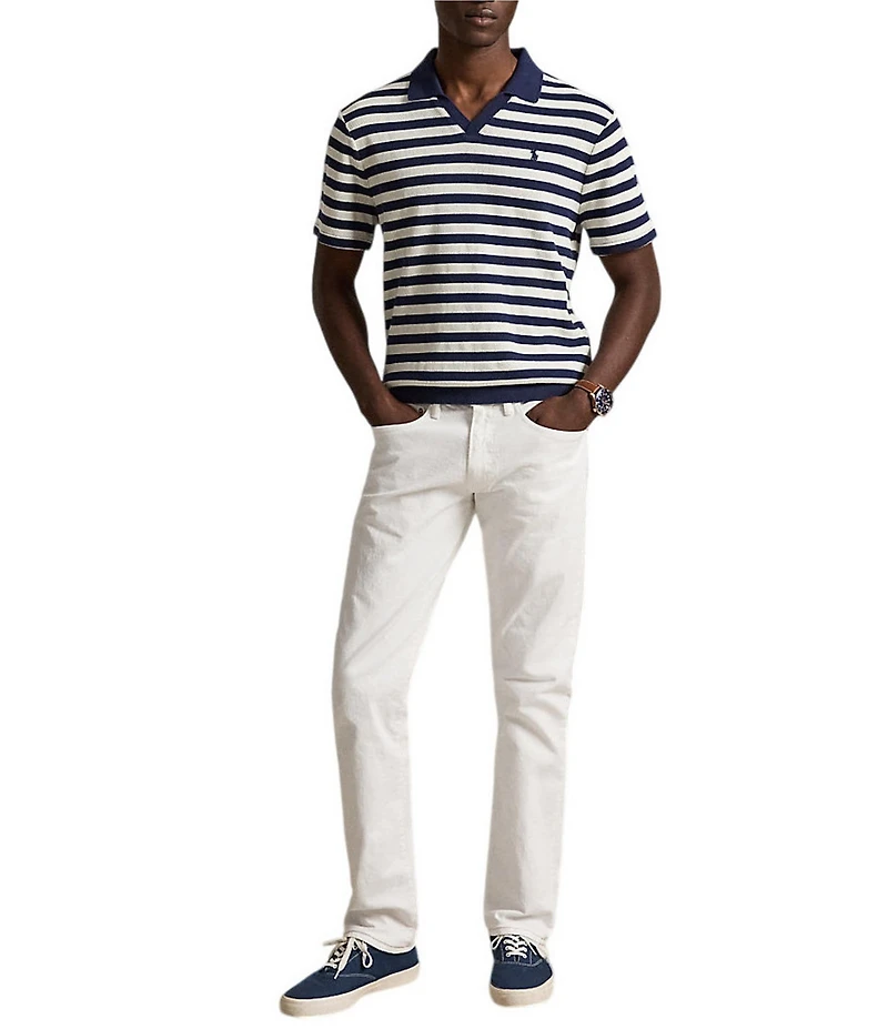 Polo Ralph Lauren Striped Pointelle-Ribbed Short Sleeve Polo Shirt