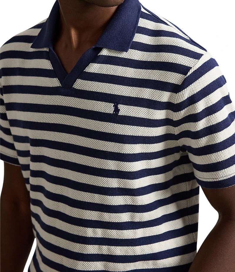 Polo Ralph Lauren Striped Pointelle-Ribbed Short Sleeve Polo Shirt