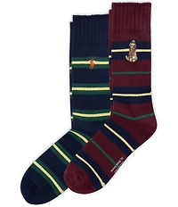 Polo Ralph Lauren Striped Pony/Dog-Embroidered Dress Socks 2-Pack