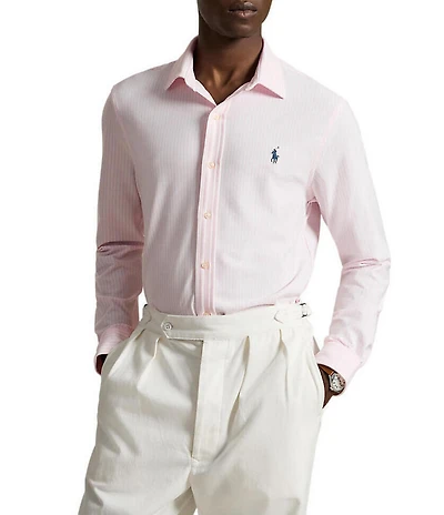 Polo Ralph Lauren Striped Stretch Knit Oxford Long Sleeve Woven Shirt