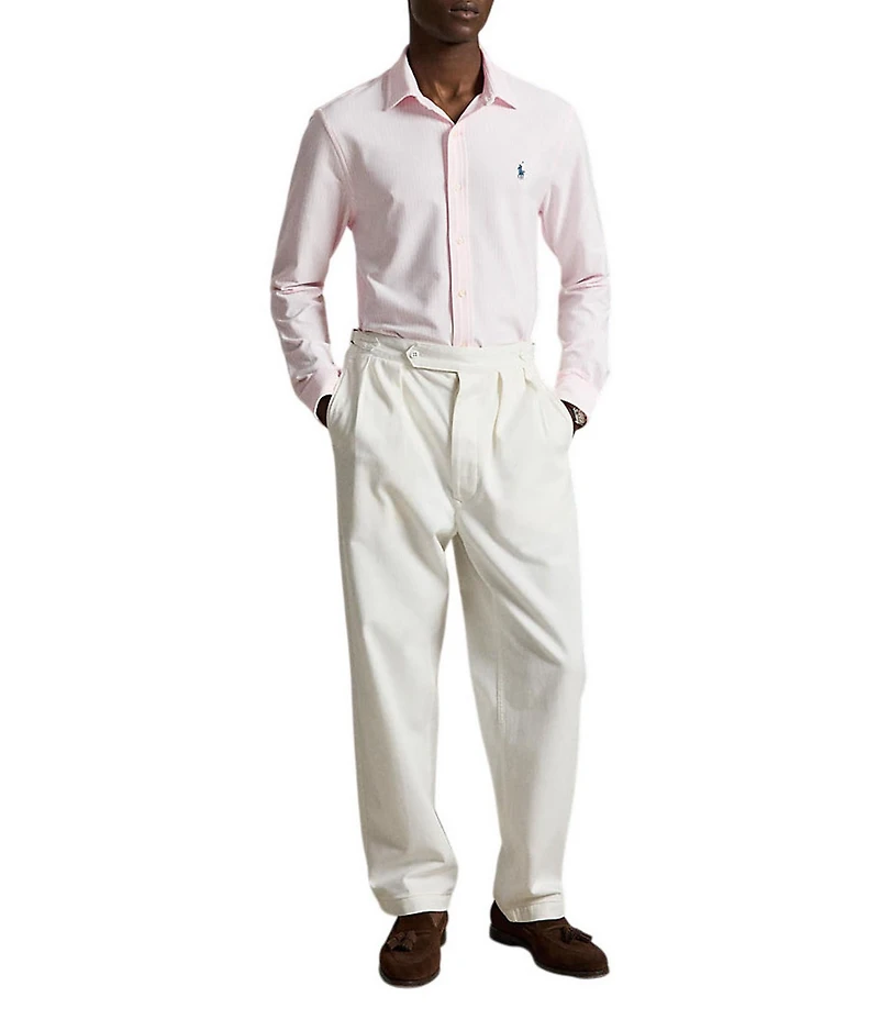 Polo Ralph Lauren Striped Stretch Knit Oxford Long Sleeve Woven Shirt