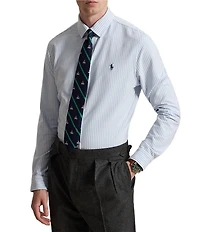 Polo Ralph Lauren Striped Stretch Knit Oxford Long Sleeve Woven Shirt