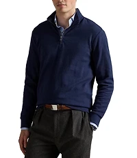 Polo Ralph Lauren Textured Double-Knit Quarter-Zip Pullover