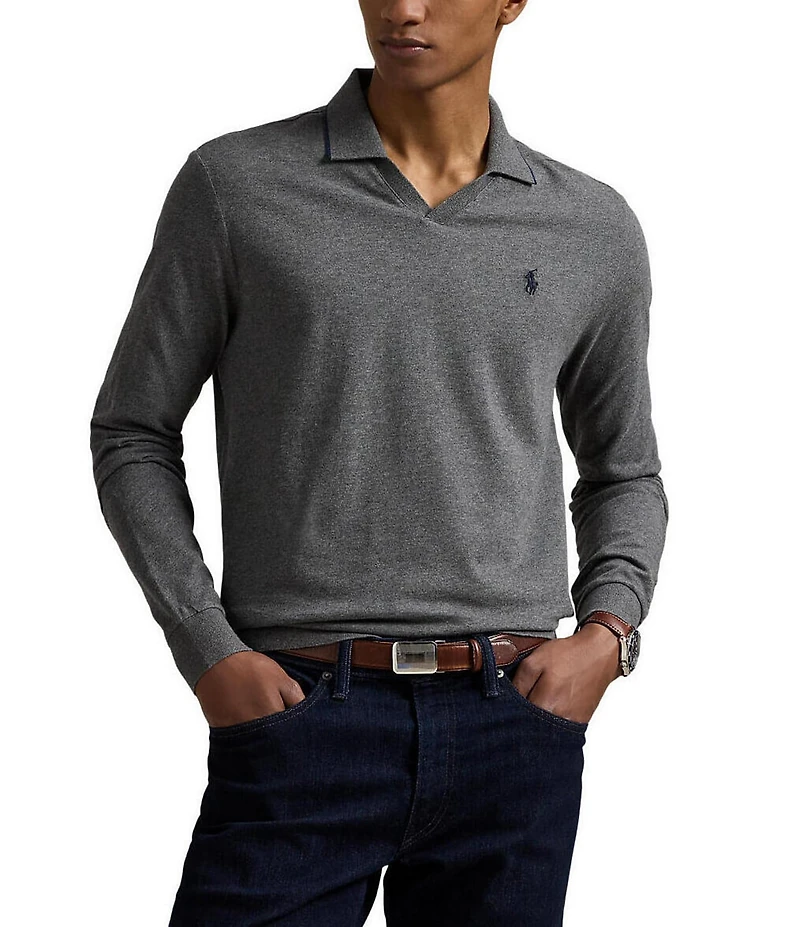 Polo Ralph Lauren Textured Jersey Long Sleeve Polo Shirt