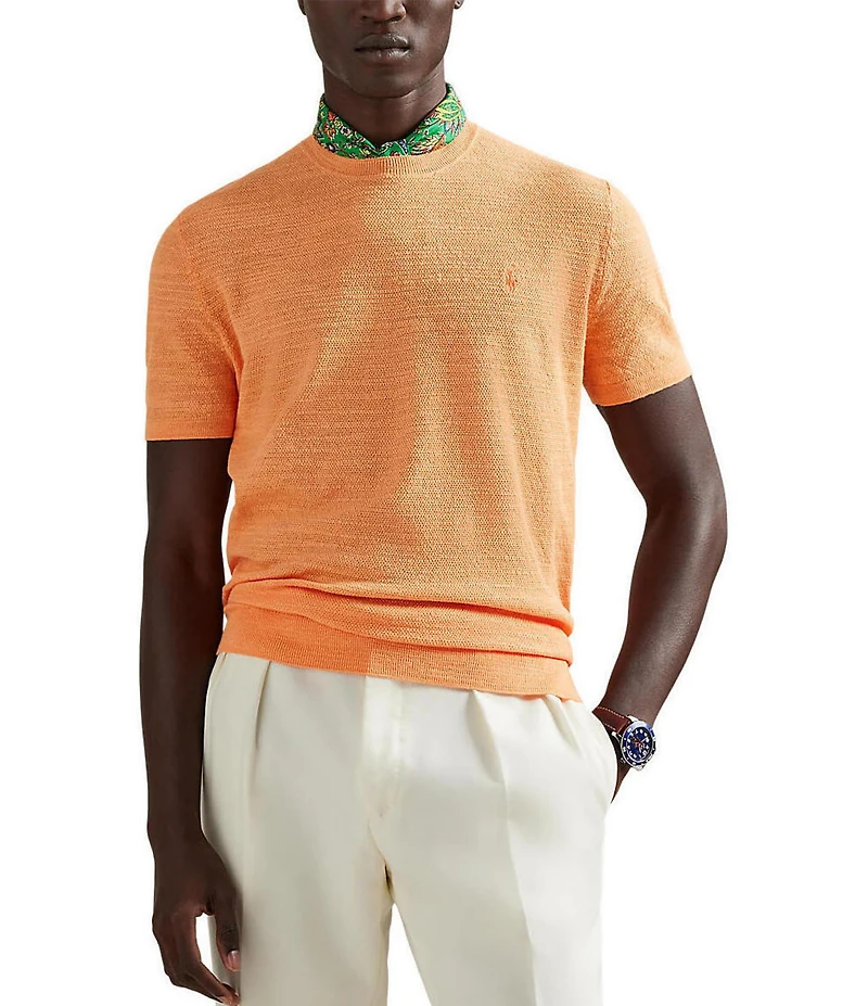 Polo Ralph Lauren Textured Linen-Blend Short Sleeve Sweater