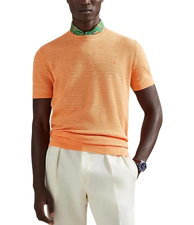 Polo Ralph Lauren Textured Linen Blend Short Sleeve Sweater