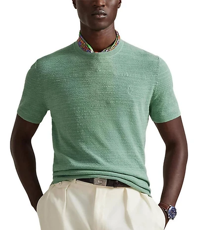 Polo Ralph Lauren Textured Linen Blend Short Sleeve Sweater
