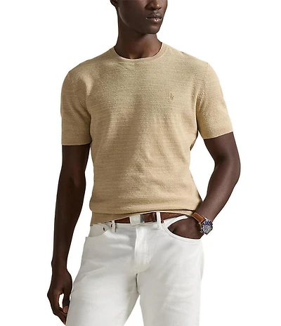 Polo Ralph Lauren Textured Linen-Blend Short Sleeve Sweater