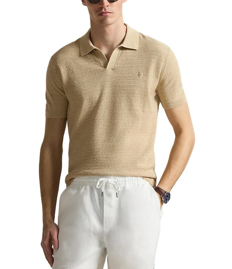 Polo Ralph Lauren Textured Linen-Blend Short Sleeve Sweater