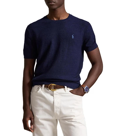 Polo Ralph Lauren Textured Linen Blend Short Sleeve Sweater