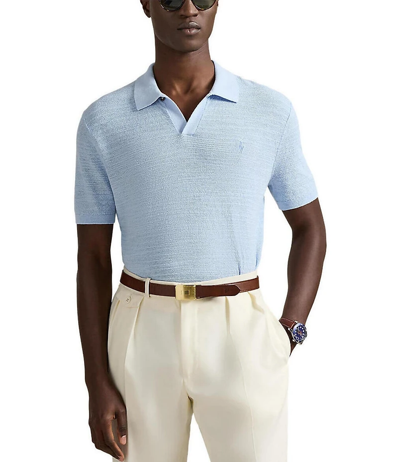 Polo Ralph Lauren Textured Linen-Blend Short Sleeve Sweater