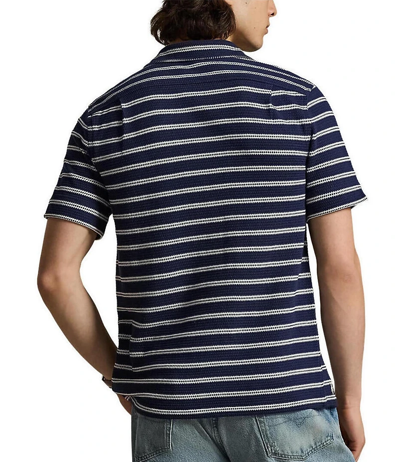 Polo Ralph Lauren Textured Striped Short Sleeve Woven Camp Shirt