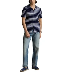 Polo Ralph Lauren Textured Striped Short Sleeve Woven Camp Shirt