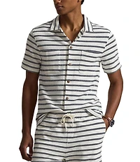 Polo Ralph Lauren Textured Striped Short Sleeve Woven Camp Shirt