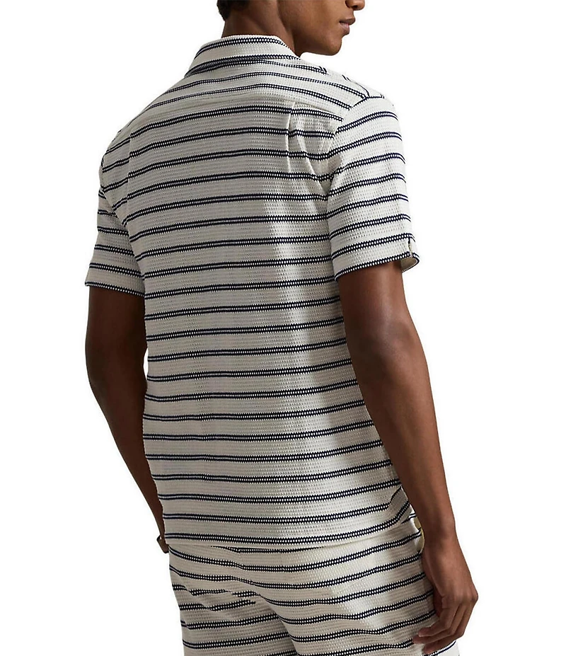 Polo Ralph Lauren Textured Striped Short Sleeve Woven Camp Shirt