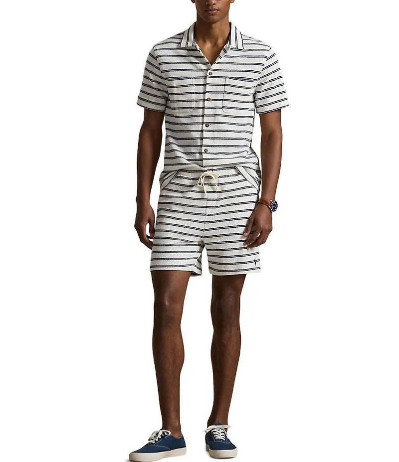 Polo Ralph Lauren Textured Striped Short Sleeve Woven Camp Shirt