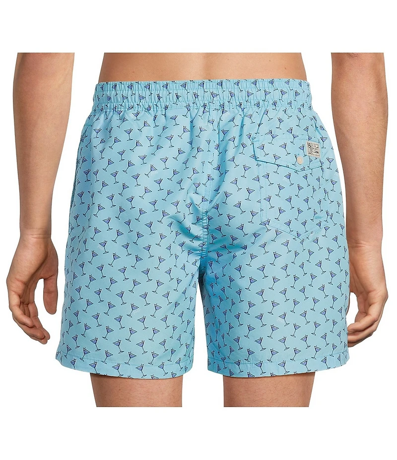 Polo Ralph Lauren Traveler Classic Allover Martini Motif 5.75#double; Swim Trunks