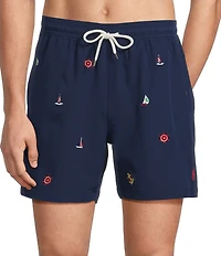 Polo Ralph Lauren Traveler Classic Fit 5.75#double; Inseam Nautical Swim Trunks